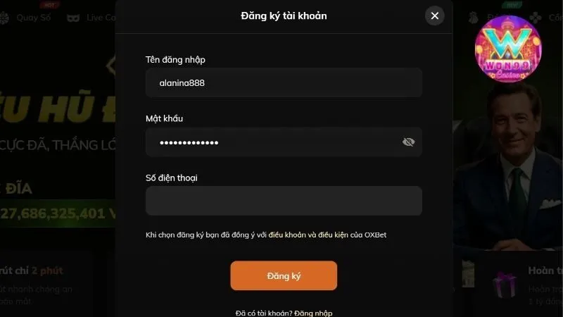 Hướng dẫn đăng ký Won99